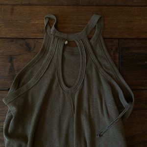 FREE PEOPLE army green halter tank w cool back